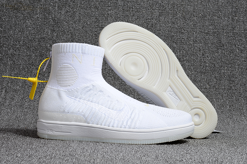 Nike Air Force 1 Mid Knit Zip All White Shoes